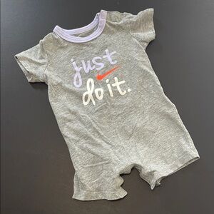 Nike Kids Just Do It Gray Snap One Piece Size 0-6 months
